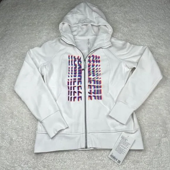Lululemon Scuba Full Zip Hoodie White Seawheeze NEW - Picture 2 of 14